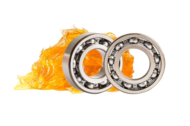 Photo ball bearing stainless with grease lithium machinery lubrication for automotive and industrial isolated on white background