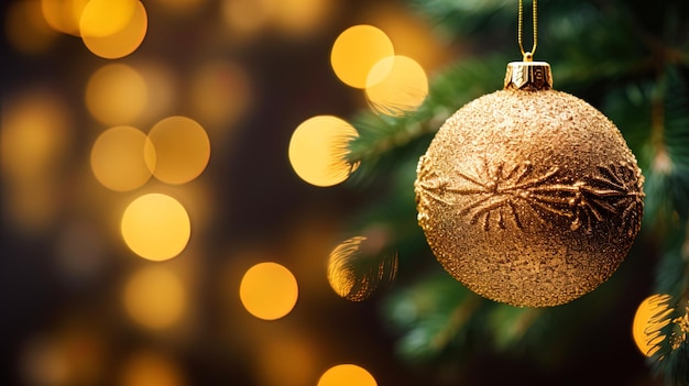 Photo a ball on a christmas tree with a velvety surface and fluffy glitter