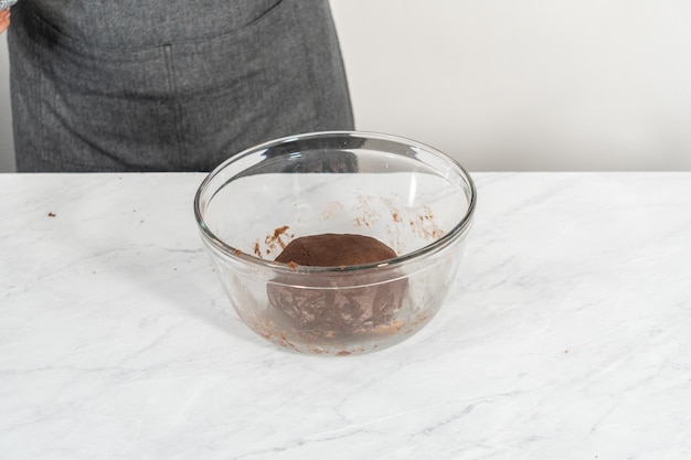 Ball of cookie dough to bake chocolate graham crackers.