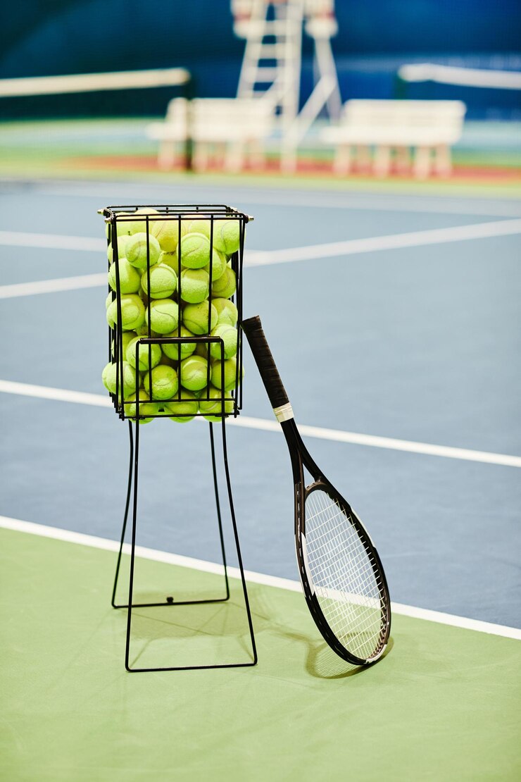 Фотография ball hopper на теннисном корте