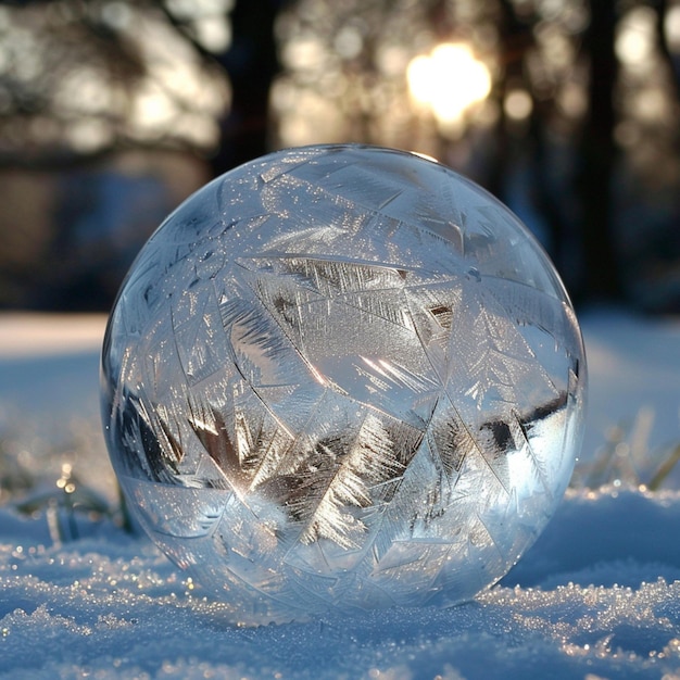 a ball of ice that has the word ice on it