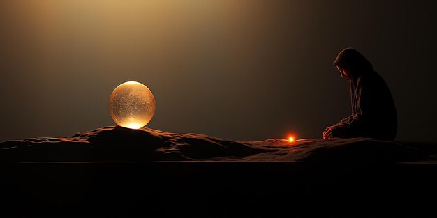 Photo a ball of light and the moon