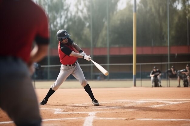 写真 ボールマン フィールドアスリート 野球ゲーム チームプレーヤー スポーツバット人 生成ai