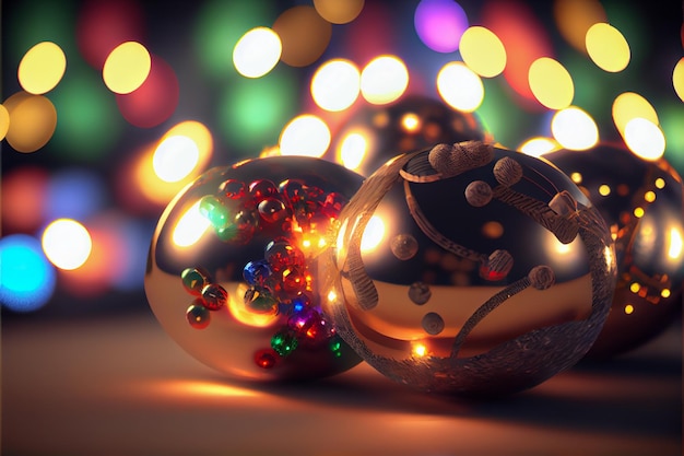 Ball merry christmas 3d render bokeh background