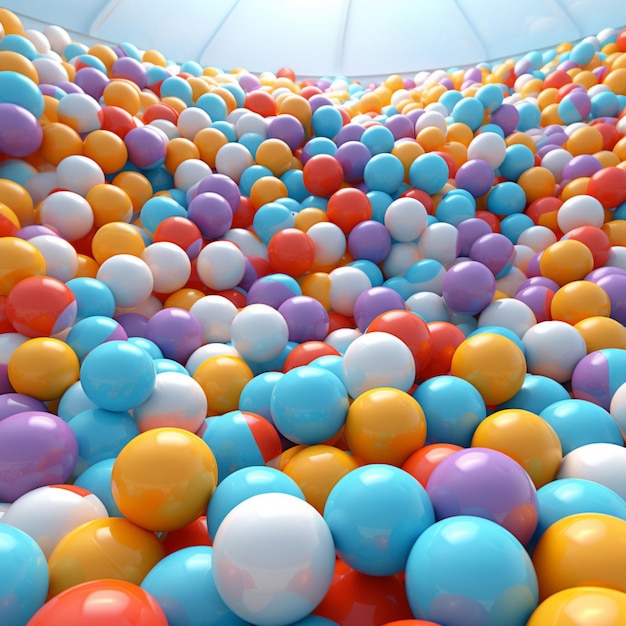 Foto ball pit 2d cartoon illustraton op witte achtergrond high q