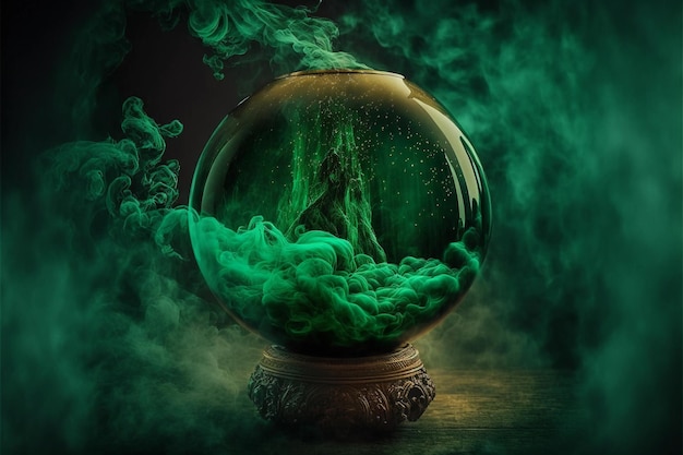 Ball of the sorceress for predictions green mist