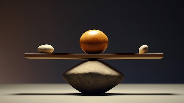 Photo a ball on a table with a stone in the middle.