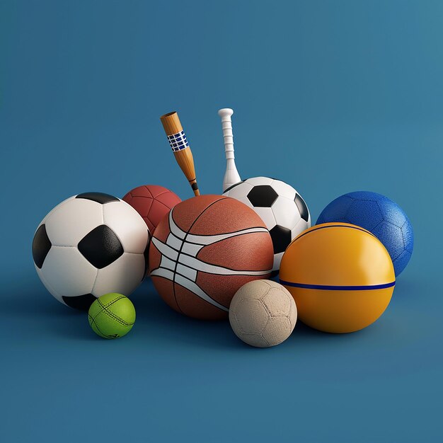 a ball with a blue background with a soccer ball and balls in the middle