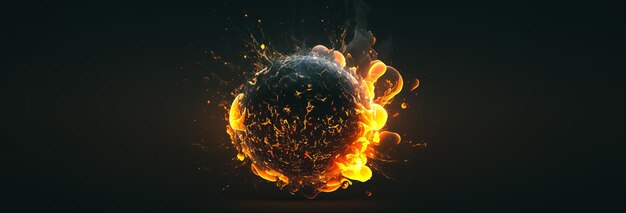 A ball with fire on it and the word fire on it