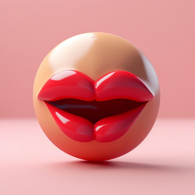 A ball with red lips and a red lip on it