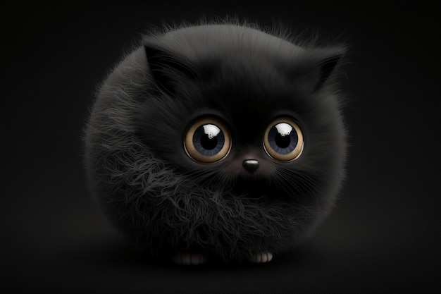 ball with short fur cute eyes black