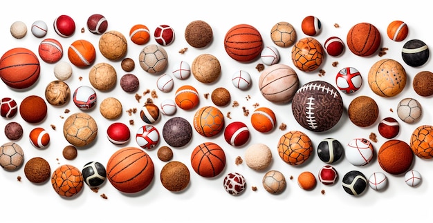 Ballen van verschillende sporten op witte achtergrond AI gegenereerde afbeelding