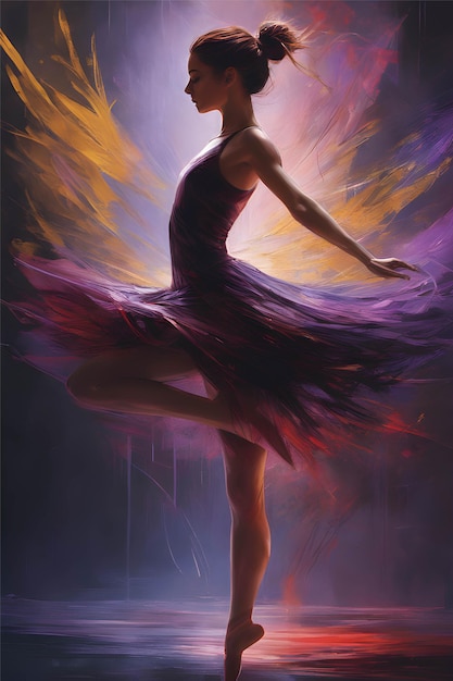 Premium AI Image | Ballerina in action full body image illustration