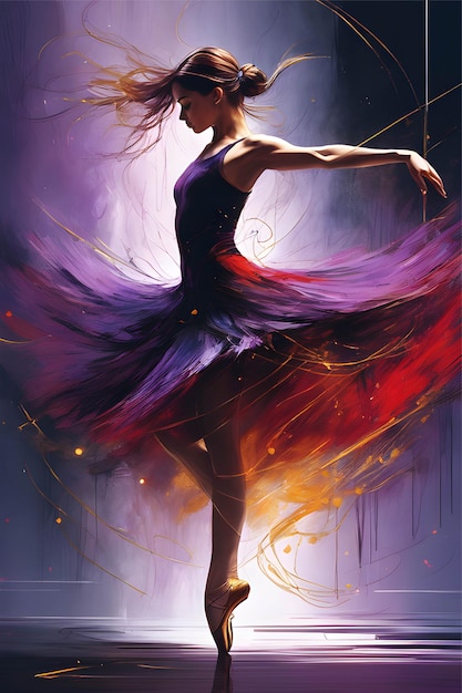 Premium AI Image | Ballerina in action full body image illustration