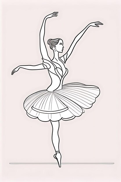 Photo ballerina dancing a dying swan continuous line drawing