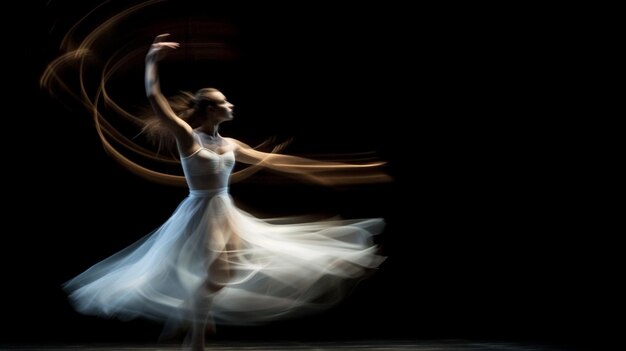 Photo a ballerina dancing motion blur