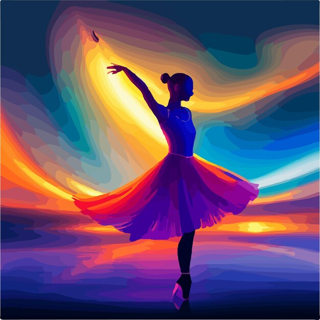 ballerina sillhoute in colourful tones
