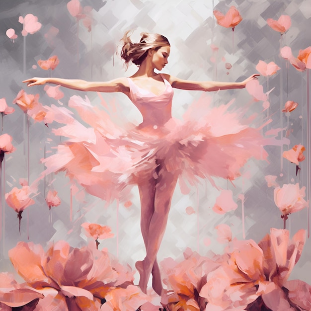Ballerina spinnen in roze spin met roze rook ai