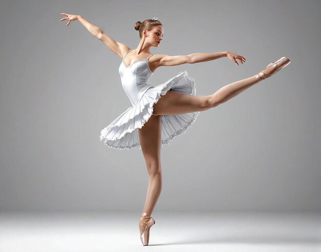 a ballerina in a white dress