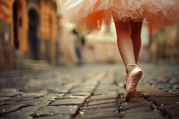 Ballet dancer in peachcolored costume