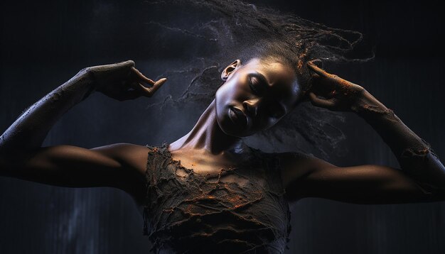 Photo a ballet dancer performing a piece inspired by black history capturing the fluidity of movement