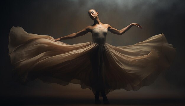A ballet dancer performing a piece inspired by black history capturing the fluidity of movement