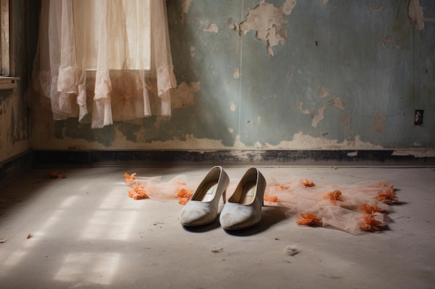 Ballet shoe prints on a dusty floor