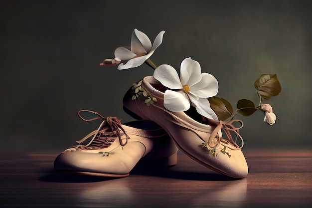 Ballet shoes with small flower