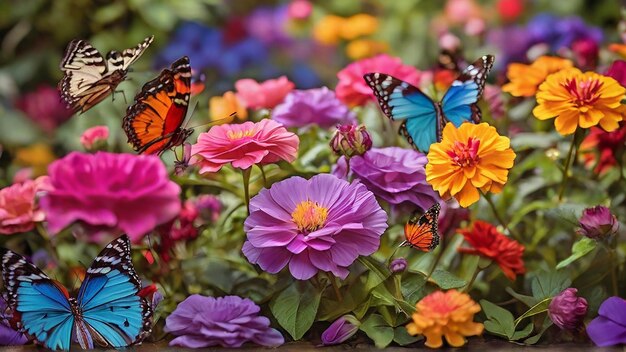 Foto ballet van vlinders in bloei