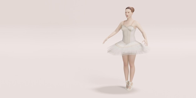 Balletdanser Vrouwelijk model dansen op pastelkleurenscène 3D illustratie