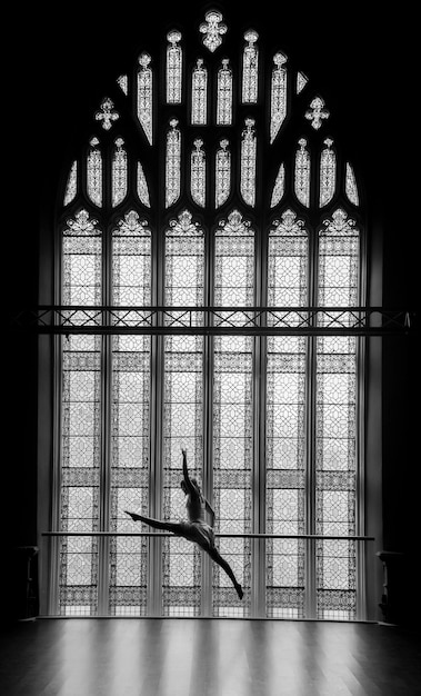 Foto balletdanseres voor het raam.