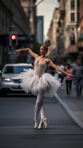 Balletdansers optreden in de stad Generatieve AI