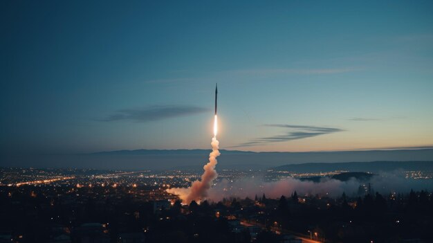 Ballistic missile heading towards the sky