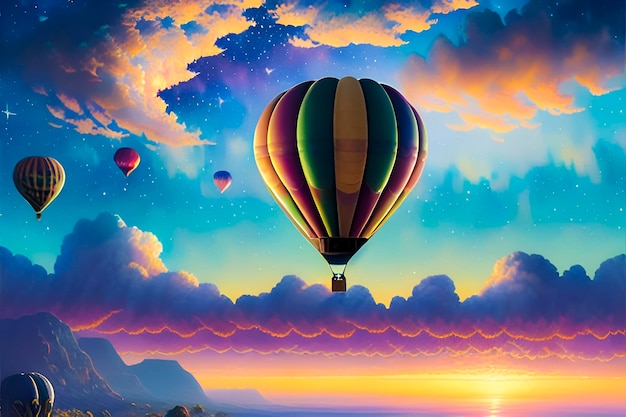 ballon bij zonsondergang
