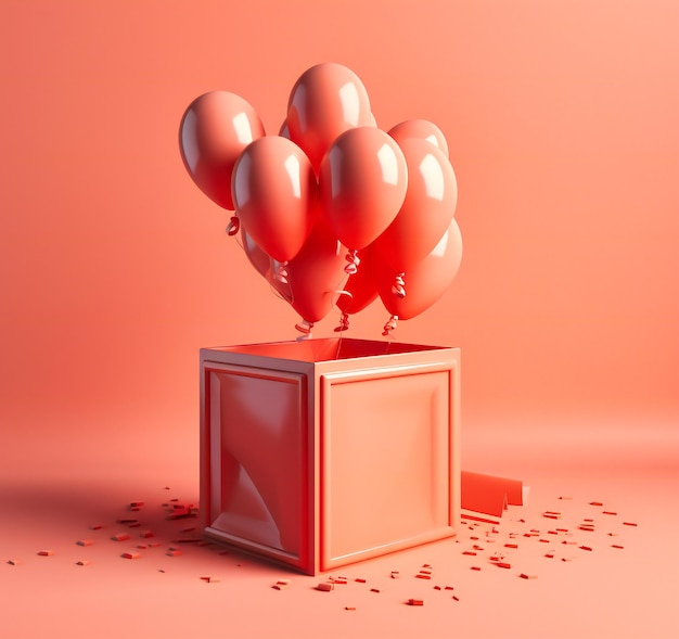 Ballon in een roze doos