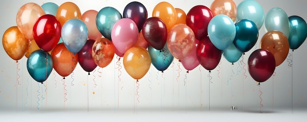 Ballonnen en verjaardagswensen verkopen banner met kopieerruimte