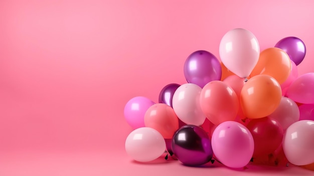 Foto ballonnen met kopieerruimte op een roze achtergrond