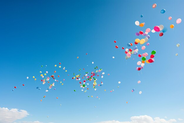 Ballonnen vrijgelaten in een heldere blauwe lucht