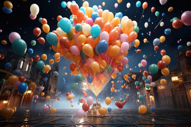 Foto rendering artistico di palloncini con intelligenza artificiale generativa