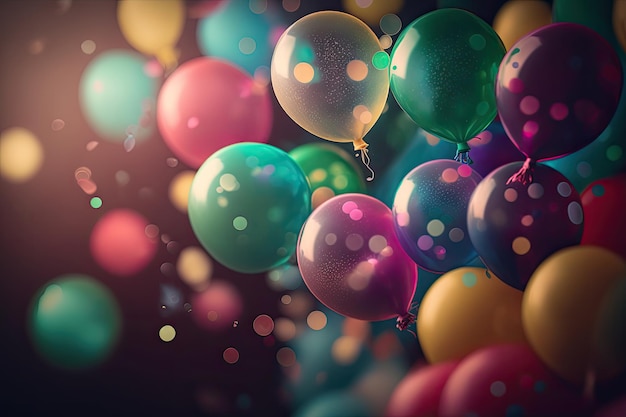 Balloon Birthday Holiday Background Illustration Generative AI