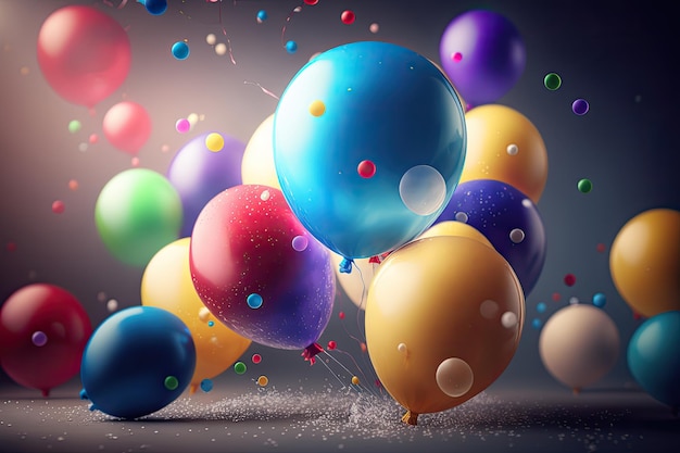 Balloon Birthday Holiday Background Illustration Generative AI