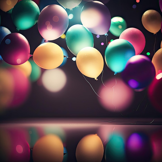 Balloon Birthday Holiday Background Illustration Generative AI