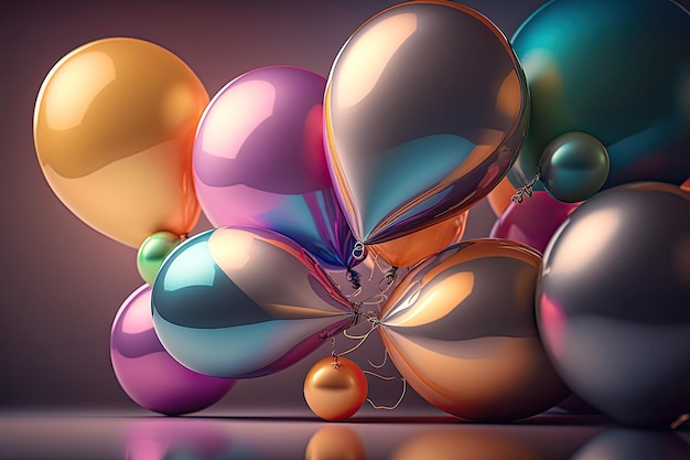 Balloon Birthday Holiday Background Illustration Generative AI