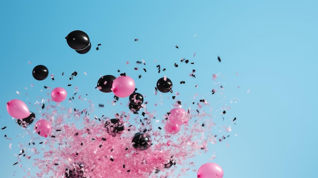 Photo balloon black and pink confetti