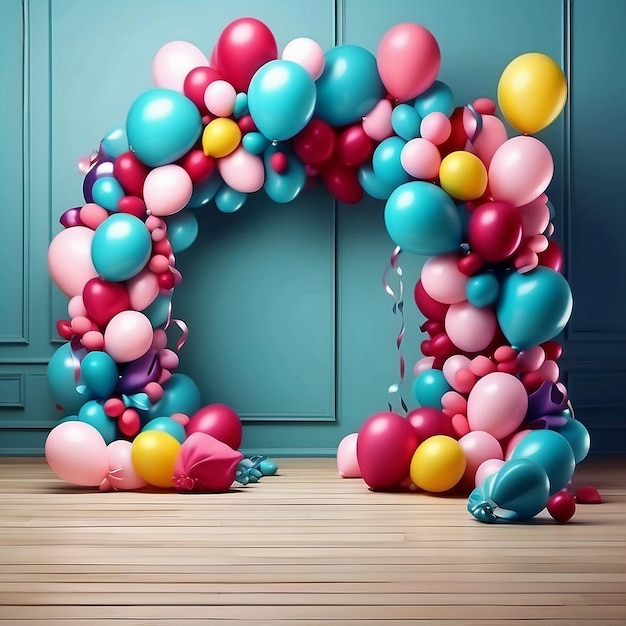 Foto decorazione di palloncini sfondo di festa di compleanno feste di ballon feste