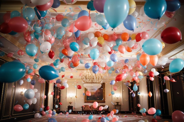 Balloon drop at a party new year photo