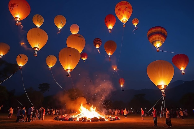 balloon fire yeepeng in north Thailand Chiangmai