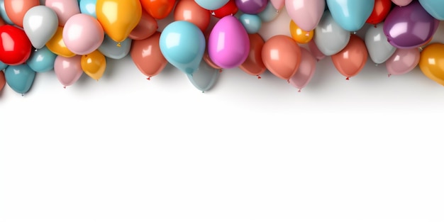 Balloon floating border white wall party background copy space AI Generated