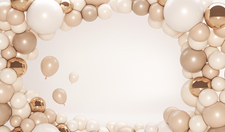 Photo balloon garland decoration elements frame arch for wedding birthday party celebration 3d render