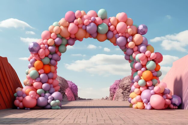 Photo balloon garland with arch aspire to award gate professional advertising photography